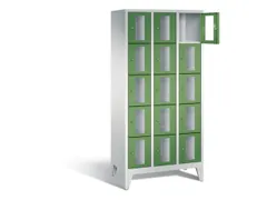 Lockerkast 1850x900x500mm 3x5 vakken Cilinderslot Poten, RAL6011