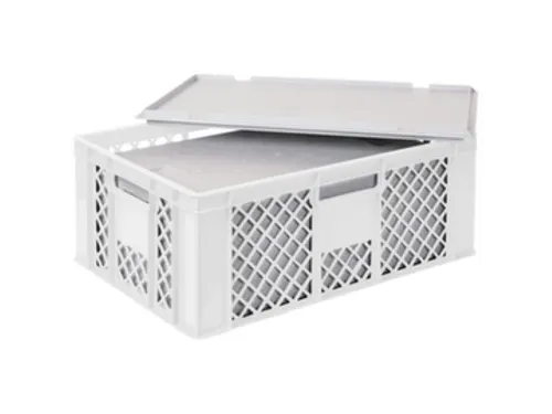 Euronorm-stapelbak,m. isoleerbox,HxLxB 240x600x400mm,43/20,4l,HDPE,wit