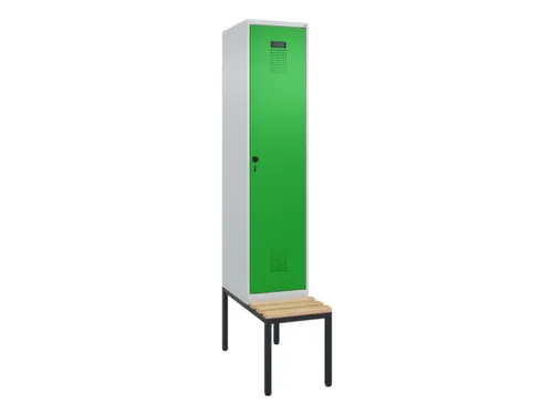 locker met bank,HxBxD 2120x400x815mm,1vak,vak B 400mm,draaigrendel