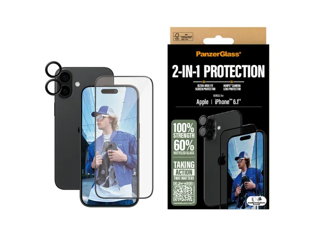 PanzerGlass 2-in-1 Bundle iPhone 16, Apple, Apple - iPhone 16, Drog