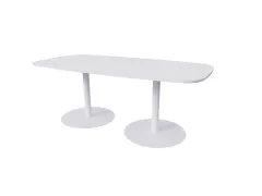 Linesto vergadertafel 200x100 deens ovaal krijtwit 25mm wit