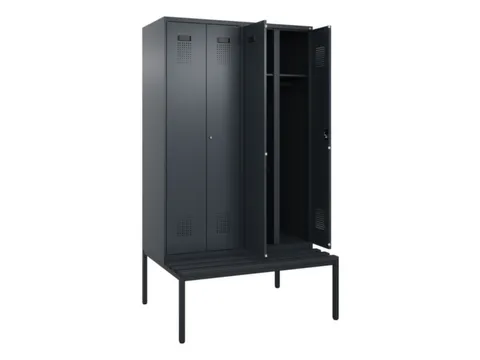 locker met bank,voor scheiding van kleding,HxBxD 2120x1200x815mm,4vak
