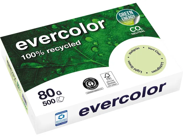 Gerecycleerd Kopierpapier Evercolor 80 Gram A4 Lichtgroen
