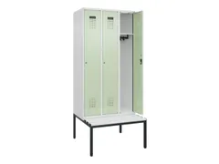 locker met bank,HxBxD 2120x900x815mm,3vak,vak B 300mm,cilinderslot