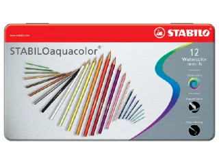 Kleurpotloden Stabilo Aquacolor 12Stuks Metalen Etui Assorti - 1