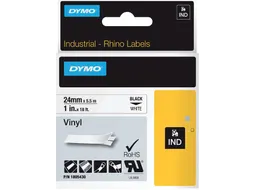 Lettertape Dymo 1805430 Rhino Vinyl 24mmx5.5m zwart op wit