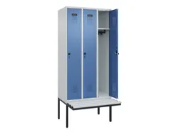 locker met bank,HxBxD 2120x900x815mm,3vak,vak B 300mm,draaigrendel