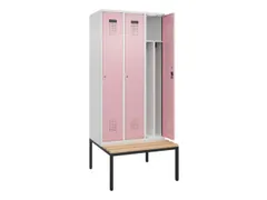 locker met bank,voor scheiding van kleding,HxBxD 2120x900x815mm,3vak