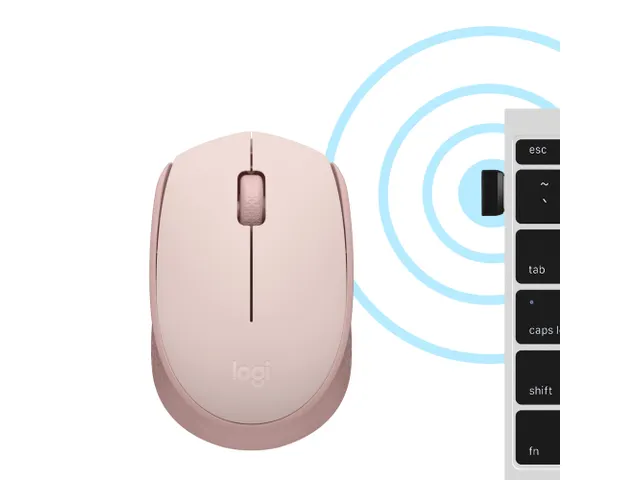 Logitech M171, Ambidextrous, Optisch, RF Draadloos, Roze