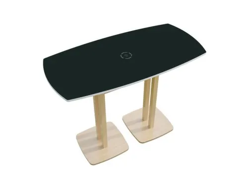 Tonvormige statafel Woody 110x150x75cm Antraciet Natuur 2 schotelvoete