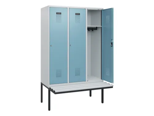 locker met bank,HxBxD 1950x1200x815mm,3vak,vak B 400mm,cilinderslot
