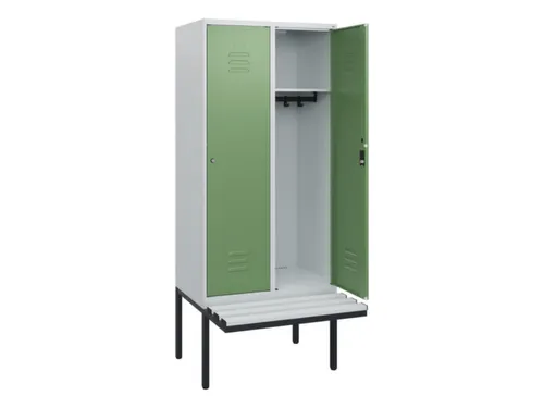 locker met bank,HxBxD 1950x800x815mm,2vak,vak B 400mm,cil.-slot