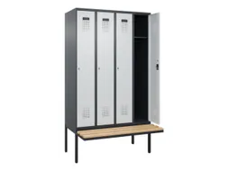 locker met bank,HxBxD 2120x1200x815mm,4vak,vak B 300mm,cilinderslot