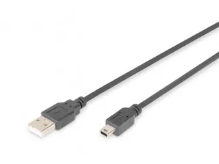 USB 2.0 Aansluitkabel Type A - Mini B (5-pins) St/St 1,8m Zwart - 1