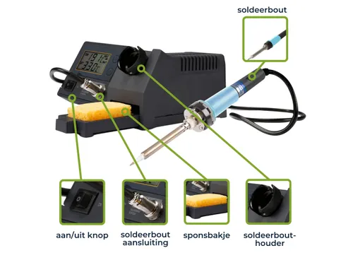 Soldeerstation Met Lcd & Keramisch Verwarmingselement 48W 150 - 450°C