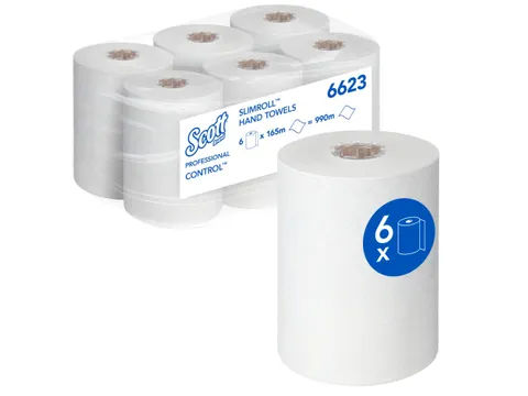 Handdoekrol Scott Slimroll 1-laags 165m wit 6623