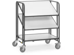 Esd-eurobakkenwagen 9391 250kg 820x610mm 3 Etages Hout Ral7015