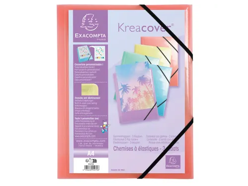 Elastomap Kreacover A4 3 Kleppen Assorti Pastel