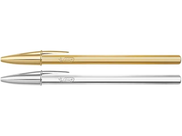 Balpen BIC Cristal medium goud en zilver