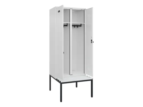 locker met bank,voor scheiding van kleding,HxBxD 2120x800x815mm,2vak