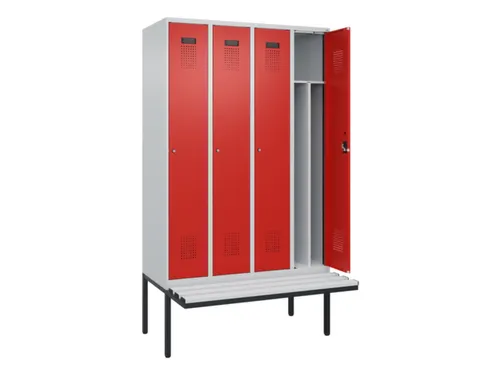 locker met bank,voor scheiding van kleding,HxBxD 2120x1200x815mm,4vak