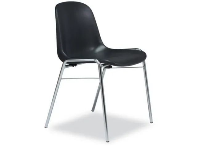 Kunststof kuipstoel,4voeten verchroomd,zitschaal PP blauw