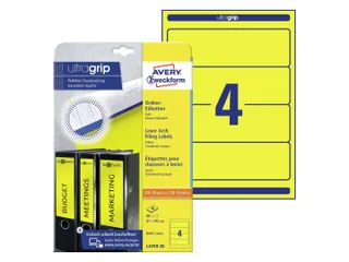 Rugetiket Avery Zweckform breed 192x61mm Geel L4769 80 stuks - 1