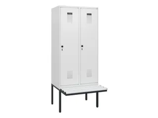 locker met bank,HxBxD 1950x800x815mm,2vak,vak B 400mm,draaigrendel - 2