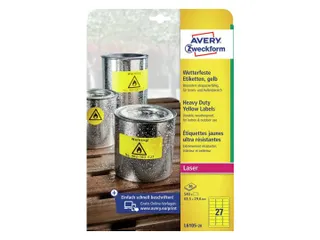 Avery Zweckform Ultra sterk etiket L6105-20 63.5x29.6mm Geel 540 stuks - 2