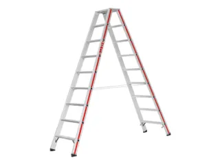 trapladder,beide zijden,2x9treden,Stand H 1,61m,balk L 2,28m,aluminium - 1