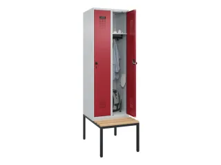 locker met bank,HxBxD 2120x600x815mm,2vak,vak B 300mm,draaigrendel - 1
