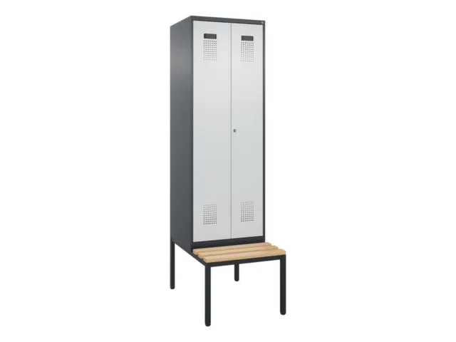 locker met bank,voor scheiding van kleding,HxBxD 2120x600x815mm,2vak