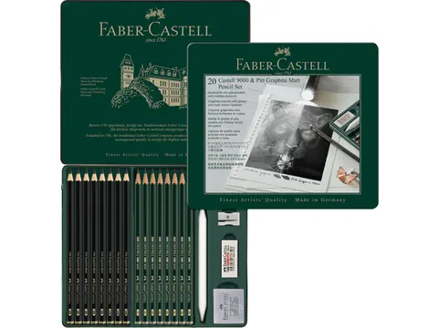 Grafietpotlood Faber-Castell Pitt Mat 8st. en 9000 8st. in blik