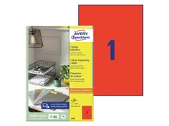 Gekleurde Etiketten Avery Zweckform 210x297mm A4 Rood 100 stuks
