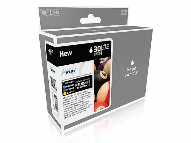 AS46364 ASTAR HP 364XL PSC Inkt cmyk HC rebuilt 1x550/3x750pag Chip
