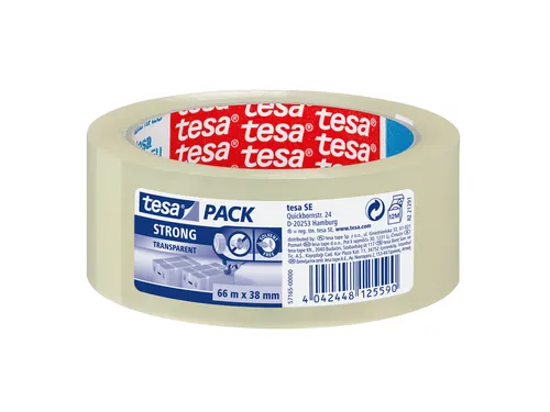 Verpakkingstape tesapack Strong 38mmx66m transparant