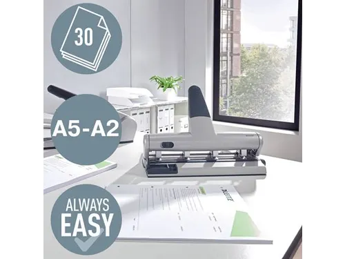Leitz 5114 AKTO variabele multi perforator 4-gaats 30vel zilver