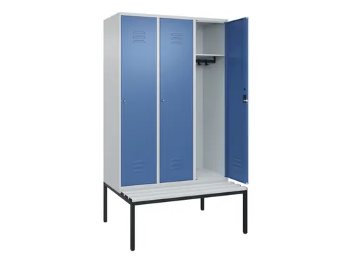 locker met bank,HxBxD 2120x1200x815mm,3vak,vak B 400mm,cil.-slot