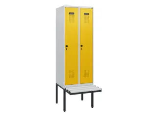 locker met bank,HxBxD 1950x600x815mm,2vak,vak B 300mm,draaigrendel - 2