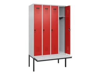 locker met bank,HxBxD 2120x1200x815mm,4vak,vak B 300mm,draaigrendel - 1