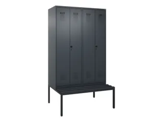 locker met bank,voor scheiding van kleding,HxBxD 2120x1200x815mm,4vak - 2