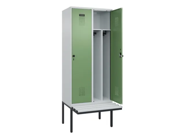 locker met bank,voor scheiding van kleding,HxBxD 2120x800x815mm,2vak