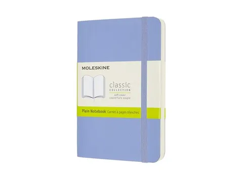 Notitieboek Moleskine pocket 90x140mm blanco soft cover hydrangea blue