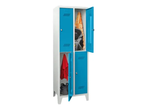 dubbeldekse locker,HxBxD 1850x600x500mm,2x2vak.,RAL7035,front RAL5012