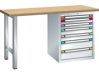 werkbank,HxBxD 840x1500x700mm,multiplexblad,RAL7035,front RAL7035 - 2