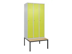locker met bank,HxBxD 2120x900x815mm,3vak,vak B 300mm,cil.-slot