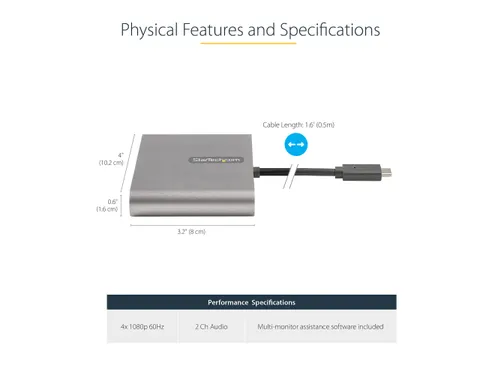 USB C naar 4 HDMI Adapter - Externe Video & Grafische Kaart - USB Type