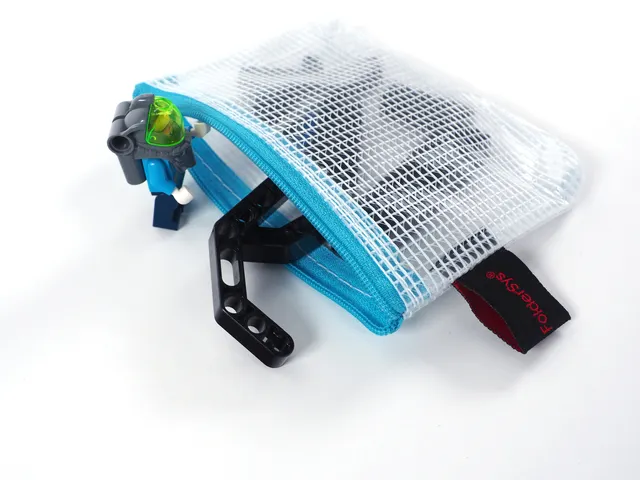 Trousse Foldersys PVC transparent A7 avec fermeture éclair turquoise
