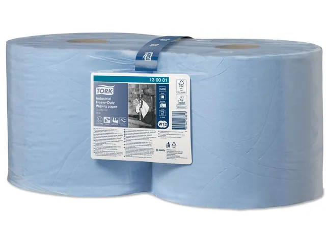Poetspapier Tork Wiping Heavy-Duty W1/2 3-laags 119m blauw 130081