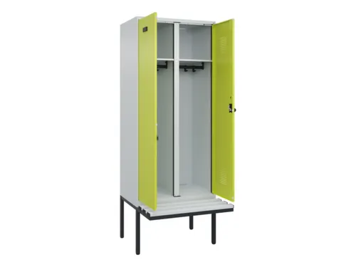 locker met bank,voor scheiding van kleding,HxBxD 2120x800x815mm,2vak